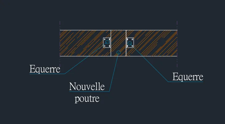 Détail d'assemblage en équerre à la jonction de poutres bois